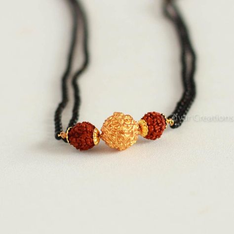 Gold Polish Rudraksha Mangalsutra, Short Rudraksha Mangalsutra, indian mangalsutra, indian jewellery, ethnic by ZivarCreations on Etsy Rudraksha Mangalsutra Design, Rudraksha Mangalsutra, Indian Mangalsutra, Rudraksha Jewelry, Wedding Jewellery Designs, Mangalsutra Chain, Mangalsutra Design, Modern Gold Jewelry, Jewelry Set Design