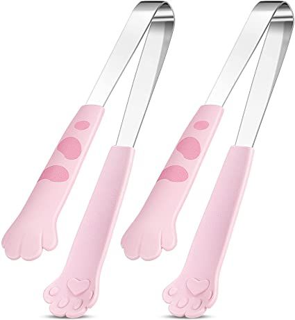 Amazon.com: Cat Tongs 7 Inch Food Clips Kitchen Tongs Cat Paw Shape Tongs Stainless Steel Cooking Tongs for BBQ Cooking Grilling Sweets, Sugar (2, White, Pink): Home & Kitchen Cute Kitchen Tools, Cute Kitchen Items, Kawaii Baking Supplies, Pink Baking Tools Aesthetic, Cat Utensils, Pink Cooking Utensils, Kawaii Kitchen Accessories Baking Tools, Salad Tongs, Kitchen Tool Set