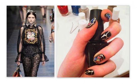 Manicure Tutorials, Inspired Nails, Golden Pattern, Runway Trends, Nail Inspiration, Cool Nail Art, Milan Fashion, Diy Nails, Milan Fashion Week