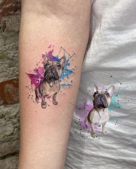 Watercolor Dog Tattoo, Tattoo Perro, Pet Portrait Tattoos, Watercolor Tattoo Ideas, Portrait Tattoos, Animal Illustration Art, Watercolor Tattoos, Different Artists, Tattoos Gallery