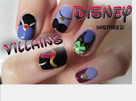 Step by Step tutorial for Disney Villain Nail Designs. Beautiful nail design in video. Polish the Look at Youtube.com/polishthelook #naildesign #nailart #polishthelook #video Haunted Mansion Nails Art, Haunted Mansion Nails Disney, Disney Nails Villains, Disney Villain Acrylic Nails, Disney Villain Nails, Villain Nails, Disney Haunted Mansion Nail Art, Disney Villains Halloween, Maleficent Nails