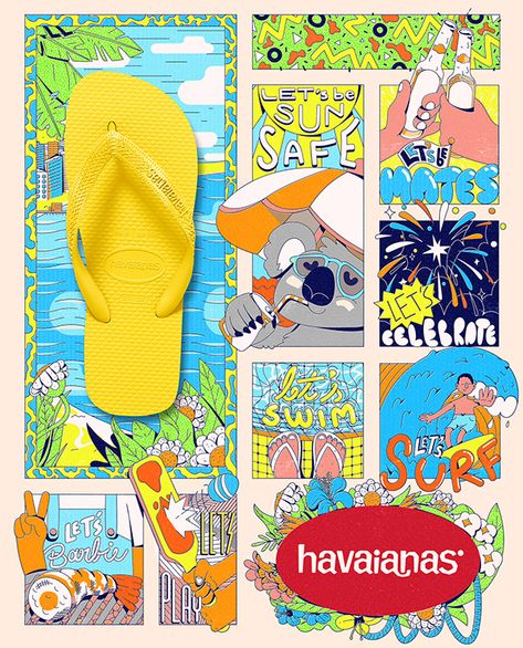 Havaianas Let's Summer on Behance Graphic Design Studios, Blender 3d, Print Ads, Cinema 4d, Design Inspo, Creative Work, Art Direction, Poster Design, Design Art