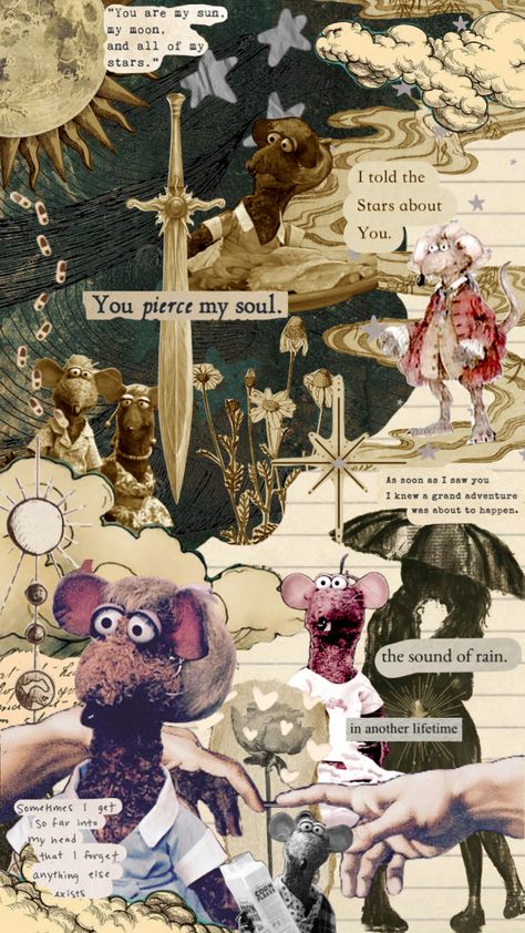 Rats in love // Muppet collage art #wallpaper #vintage #muppets #rizzo #rats #love #romance #ratlove The Muppets Wallpaper, Muppet Wallpaper, Rat Wallpapers, Muppet Aesthetic, Rats In Love, Muppets Wallpaper, Collage Art Wallpaper, Muppet Collage, Muppet Art