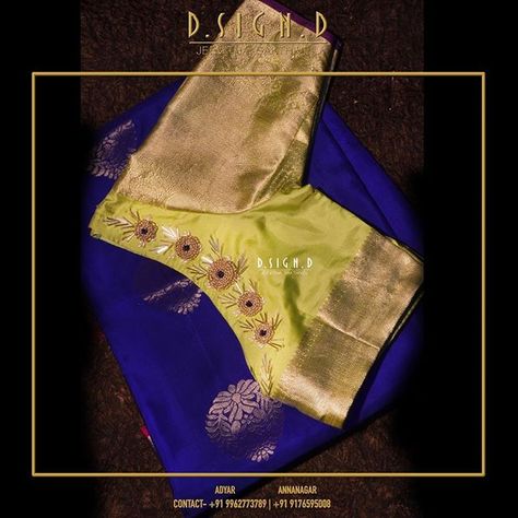 #dsignd #dsigndstudio #dsigndadyar #dsigndannanagar #jeevithasakthivel #embroidery #embroideredblouse #ezwed #southindianbride… Bead Work Blouse, Latest Designer Blouse Designs, Knot Thread, Magam Work Blouses, Designer Blouse Designs, Handwork Designs, Floral Work Blouse, Zardosi Work Blouse, Dress Sew