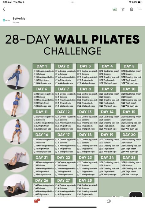 Wall Challenge, Beginner Pilates Workout, Beginner Pilates, Pilates Workout Plan, Wall Pilates, Pilates Challenge, Pilates Workout Routine, Workout Pilates, Wall Workout