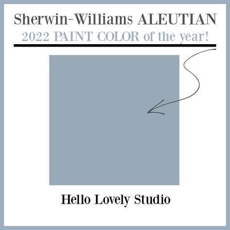 Aleutian (Sherwin-Williams) 2022 paint color of the year - Hello Lovely Studio. #aleutian #swaleutian #bluegraypaintcolors Aleutian Sherwin Williams, Benjamin Moore Paint Colors Gray, Paint Color Of The Year, Quiet Moments Benjamin Moore, Interior Paint Palettes, French Country Colors, Country Colors, Sherwin Williams Color Palette, Blue Gray Paint Colors