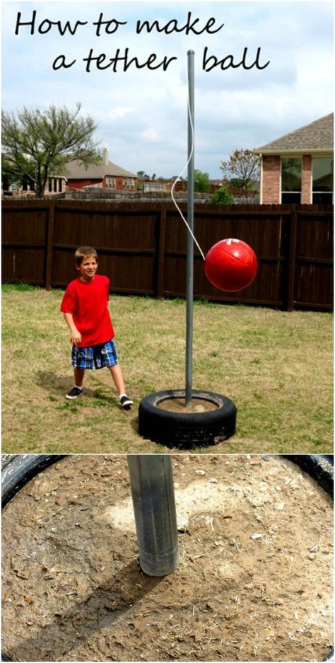 30 Fun DIY Outdoor Play Areas That Will Keep Your Kids Entertained All Summer #diy #kidsprojects #fundiy #playgrounds #play Playground Landscaping, Tetherball, Backyard Toys, Outdoor Party Games, Playground Ideas, Outdoor Play Areas, Diy Playground, Kids Outdoor Play, Backyard Entertaining