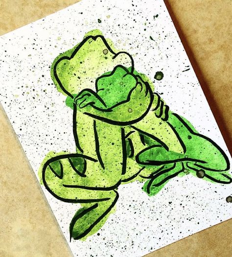 Dotted Art, Disney Watercolor, Disney Sleeve Tattoos, Deco Disney, Disney Sleeve, Disney Drawing, Frog Drawing, Disney Art Drawings, Drawing Cartoon Characters