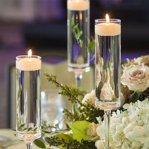 11 Items You Don’t Really Need To Pay For When Planning Your Wedding | SHEfinds Hanging Glass Candle Holders, Floating Candle Holders, Elegant Candle Holders, Elegant Candle, Candle Plate, Glass Candle Holder, Bowl Candle, Candle Vase, Pillar Candle Holders