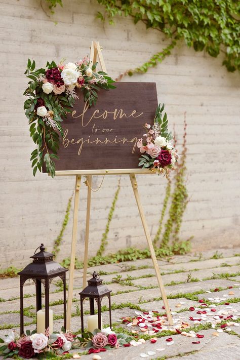 Rustic Wedding Decorations, Large Flower Arrangements, Handmade Bouquets, Vintage Wedding Decorations, Wedding Welcome Signs, Flower Garlands, Rustic Wedding Decor, Wedding Welcome, Wedding Arch