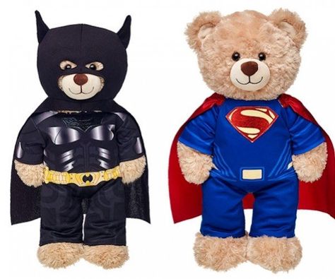 Build-A-Bear Workshop Announces Batman and Superman Outfits: Bearman Batman Themed Room, Build A Bear Clothes Pattern, Superman Outfit, Lego Batmobile, Batman Batarang, Build A Bear Outfits, Batman Collectibles, Best Christmas Toys, Beanie Baby Bears