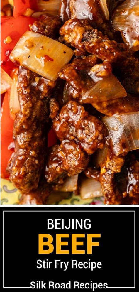 Beijing Beef Stir Fry Spicy Beef Stir Fry Recipes, Korean Beef Stir Fry Recipes, Crispy Beef Stir Fry, Spicy Beef Stir Fry, Asian Sauce Recipes, Beijing Beef, Asian Stir Fry Recipe, Asian Cuisine Recipes, Chinese Dishes Recipes