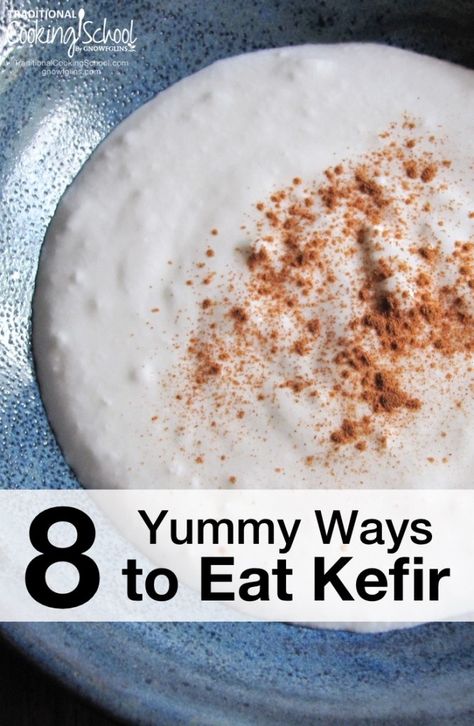 8 Yummy Ways To Eat Kefir | Don't like plain kefir, even though you know it's good for you? Well, I have some people like you in my family. So I've been on a mission to come up with fun and yummy ways to eat kefir! Please share in the comments how you eat kefir! | TraditionalCookingSchool.com Milk Kefir Recipes, Kefir Yogurt, Nourishing Recipes, Kefir Recipes, Kefir Grains, Water Kefir, Milk Kefir, Fermentation Recipes, Aip Paleo