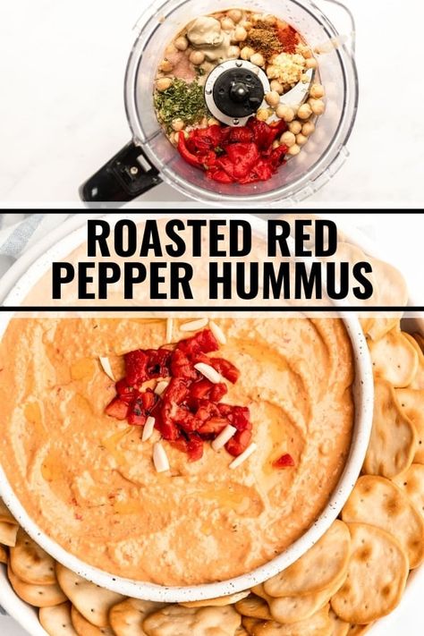 Make your own creamy red pepper hummus using canned chickpeas. It's a simple dip or spread that's easy to make at home! Roasted Red Pepper Hummus Recipe, Red Pepper Hummus Recipe, Pepper Hummus, Roasted Red Pepper Hummus, Red Pepper Hummus, Cooking Dried Beans, Healthy Sandwiches, Roasted Red Pepper, Hummus Recipe