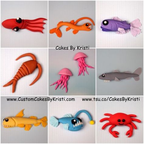 Underwater Cakes, Fondant Fish, Nemo Cake, Ocean Cakes, Shark Cake, Sea Cakes, Beach Cakes, Fondant Animals, Fondant Cake Toppers