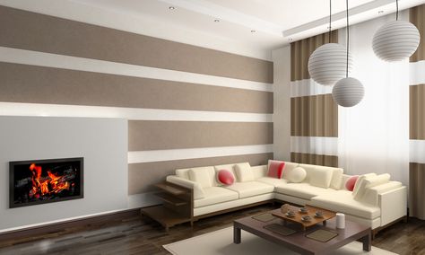 This is an example of horizontal line. Vaulted Ceiling Living Room, Best Interior Paint, House Paint Interior, Striped Walls, Interior Painting, Wall Paint Designs, Horizontal Lines, Dark Interiors, Interior Paint Colors