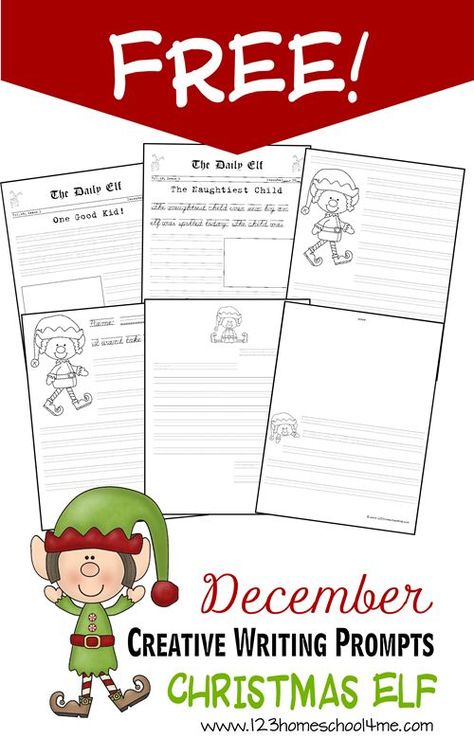 FREE December Creative Writing Prompts - Christmas Elf. These are great for preschool, kindergarten, 1st grade, 2nd grade, 3rd grade, and 4th graders. Post Snowman, Elf Writing, 123 Homeschool 4 Me, December Writing, Writing Exercise, Homeschool Holidays, Kindergarten Writing Prompts, Creative Writing Ideas, 3rd Grade Writing