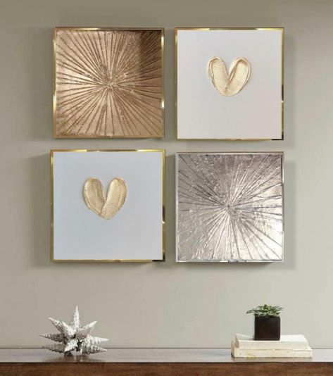 Gold leaf abstract painting silver leaf art 3D textured canvas wall art gold heart painting modern art original art abstract heart decor Gold Textured Art, Abstract Art Gold, Silver Leaf Painting, Gold Leaf Wall, Silver Leaf Art, Metallic Gold Paint, Gold Abstract Painting, Wall Art Gold, Gold Wall Decor