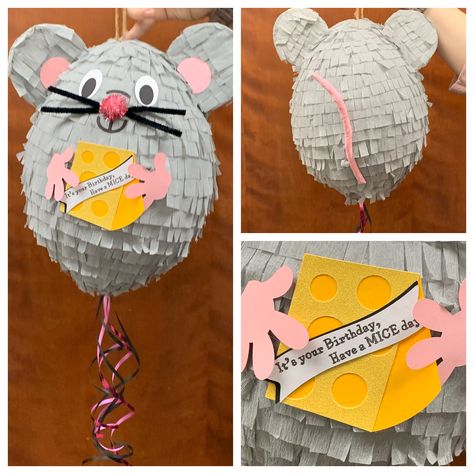 Homemade “It’s you birthday, Have a mice Day” punny piñata Rat Party Ideas, Homemade Pinata, Birthday Pinata, Piñata Ideas, Party Inspo, Mouse Birthday, Mice, Savannah, Birthday Parties