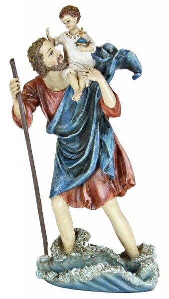 Saint Statues, Fantasy Gifts, St Christopher, Saint Christopher, Child Jesus, Patron Saints, 10 Inch, Vivid Colors, Greek Statue