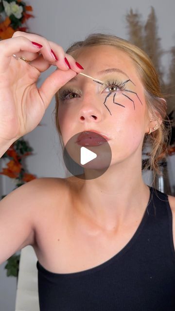 𝗔𝘀𝗵𝗹𝗲𝗶𝗴𝗵 𝗠𝗨𝗔 on Instagram: "⚠️credit if you use + careful when using toothpicks !⚠️
-
-
-
-
- @makeuprevolution 
@bootsuk @17_cosmeticsuk white liner
#makeup #makeuphack
#halloweenhack #halloween2024 #halloween #halloweenmakeuplook #easyhalloweenmakeup @maybelline" How To Apply Halloween Makeup, Spider Eye Makeup Tutorial, Witch Spider Web Makeup, Halloween Spider Eye Makeup, Wonder Woman Makeup Tutorial, Zombie Cheerleader Makeup For Kids Easy, Spider On Eye Makeup, Ballerina Makeup Halloween, Easy Work Halloween Makeup