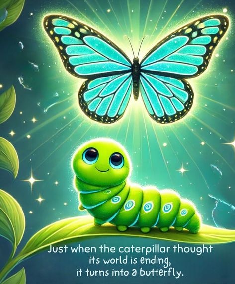 This artwork with quote "Just when the caterpillar thought its world is ending, it turns into a butterfly" symbolize the potential and beauty that lies within every being, waiting to emerge. Ideal as a daily reminder that everyone has a hidden potential that will emerge when the time is ripe. #InspirationalQuotes#MotivationalQuotes#PositiveVibes#SelfBelief#HiddenPotentialQuote#UniqueWallArt#CreativeWallArt#ButterflyArt#GreeneryWallArt#NatureArt#RedBubblePoster Caterpillar Drawing, Just When The Caterpillar Thought, Hidden Potential, Butterfly Quotes, Butterfly Poster, Butterfly Canvas, Nature Wall Art, Quotes For Kids, A Butterfly