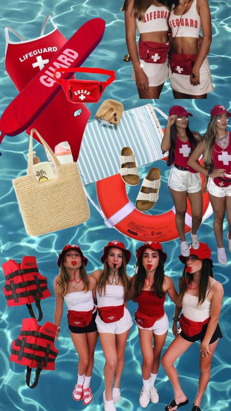 Lifeguard halloween costume ideas! #halloween #halloweencostume #lifeguard #beach #poolday #fyp #collageart Lifeguard Halloween, Lifeguard Costume, Fun Halloween Outfits, Beach Costume, Costume Ideas Halloween, Trio Halloween Costumes, Halloween Costume Outfits, Trunk Or Treat, Cute Costumes