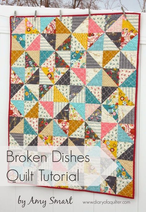 Broken Dishes Quilt, Half Square Triangle Quilts Pattern, Diary Of A Quilter, Baby Quilt Tutorials, Triangle Quilt Pattern, Beginning Quilting, Amy Smart, Baby Quilt Pattern, Quilt Sewing Patterns