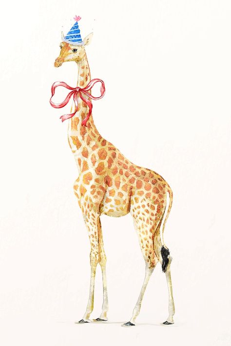 Animal Party Hats, Giraffe Birthday Parties, Zoo Animal Party, Giraffe Images, Watercolor Giraffe, Giraffe Crafts, Giraffe Party, Giraffe Drawing, Giraffe Pictures