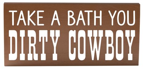 PRICES MAY VARY. RUSTIC BATHROOM DECOR - This funny bath sign will match your other country, boho, old vintage, western, or cowboy decor FUNNY BATH TIME SAYING - A bath house quote that will make your family and friends laugh, “Take a Bath You Dirty Cowboy” BATH TIME - Unique Wild West themed decor perfect for a little boy’s bathroom, or men’s bathroom WALL ACCENT OR SHELF DECORATION - Hang it next to your tub, shower, or place it on your bathroom shelf to complement your other rustic bathroom a Country Bathtub, Rustic Home Bathroom, Boho Bathroom Rugs, Bathroom Boho, Cowboys Sign, Wood Wagon, Bath Sign, Farm Wall Art, Wooden Wagon