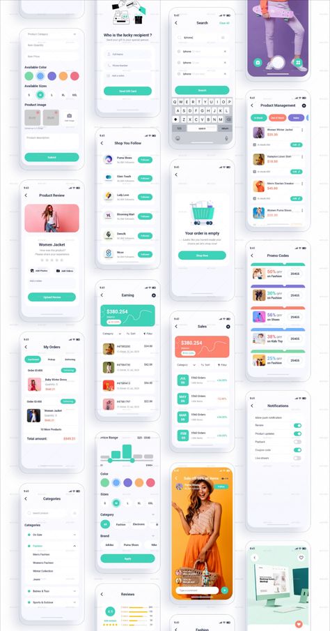 Shopex ¨C eCommerce Mobile App UI Template Ecommerce Mobile App, Ui Design Trends, Ecommerce App, Graphic Trends, Mobile App Ui, Flyer Design Templates, Market Shopping, Ui Kit, App Ui