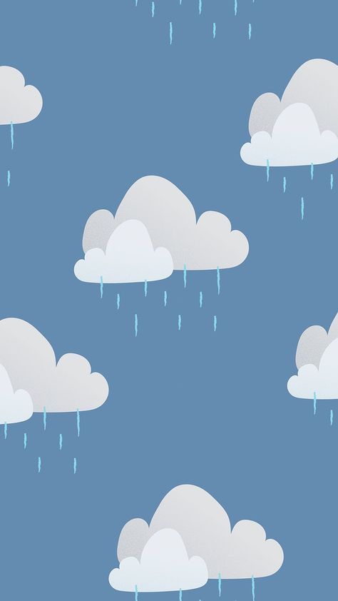 Rain Cartoon Wallpaper, Rain Background Aesthetic, Spring Rain Wallpaper, April Showers Wallpaper, Kids Wallpaper Pattern, Cloud Iphone Wallpaper, Rain Iphone Wallpaper, Rain Cartoon, Rain Background