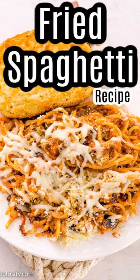 Spaghetti Leftover Recipes, Pan Fried Spaghetti, Leftover Spaghetti Casserole, Blackstone Spaghetti, Spaghetti Leftovers Ideas, Fried Spaghetti Recipe, What To Do With Leftover Spaghetti Sauce, What To Do With Leftover Spaghetti, Leftover Spaghetti Sauce Ideas