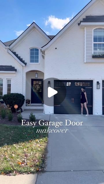 Garage Mastermind on Instagram: "Follow 👉 @garagemastermind for more featured garage door upgrades!  You can easily give your home a fresh new look by repainting your garage door to a color that complements the color of your house! It's easy to DIY and is a fun project to take on!  Check out the ⬆️LINK IN MY BIO for DIY guides to upgrade your garage!  📹 @farmhouseish . . . . #GarageMastermind #garagedoor #GarageImprovement #ModernHome #DesignTrends #GarageMakeover #allthingsgarage #garageupgrade #GarageGoals #HomeImprovement #dreamgarage #GarageOrganization #GarageStorage #GarageDesign #GarageLife #GarageProjects #GarageRenovation #GarageWorkshop #GarageDecor #GarageSolutions #GarageTransformation #GarageUpgrade #GarageInspiration #CustomGarage #GarageTools #GarageDoors" Painted Garage Door Before And After, Craftsman Garage Door Ideas, Front Door And Garage Door Match, Garage Painting Ideas, Paint Garage Door, Garage Bathroom Ideas, Garage Doors Ideas, Dark Garage, Diy Garage Door Makeover