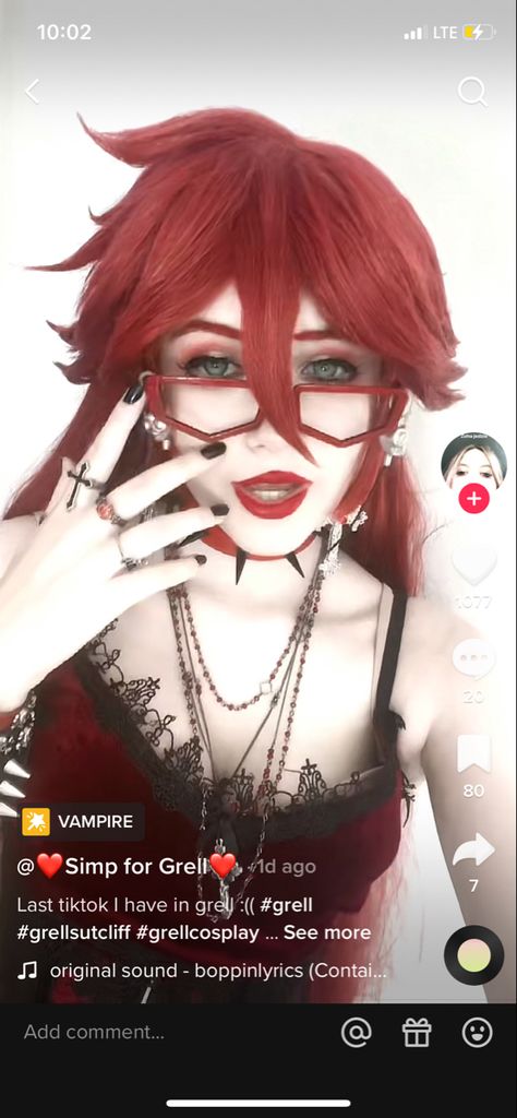 Grell Cosplay, Grell Sutcliff Cosplay, Black Butler Grell, Black Butler Cosplay, Grell Sutcliff, Cosplay Inspo, Costume Inspo, Cosplay Makeup, Pretty Stuff