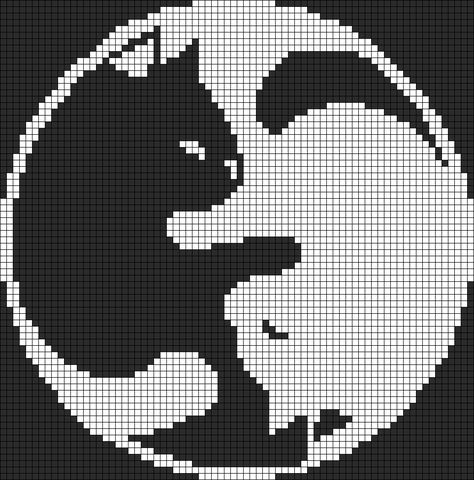 Tapestry Crochet Cats, Black And White Crochet Tapestry Pattern, Black And White Tapestry Crochet, Alpha Patterns Black And White, Black And White Pixel Art Grid, Black And White Alpha Pattern, Cross Stitch Black And White, Cat Alpha Pattern, Pixel Art Black And White