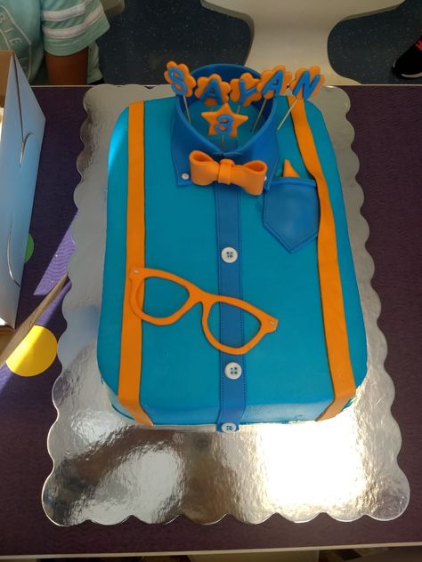 Blippi theme cake Blippi Sheet Cake, Birthday Cake Kids Boys, Rectangle Cake, Cake Kids, Theme Cake, 3rd Birthday Parties, Birthday Cake Kids, Sheet Cake, Kids Cake