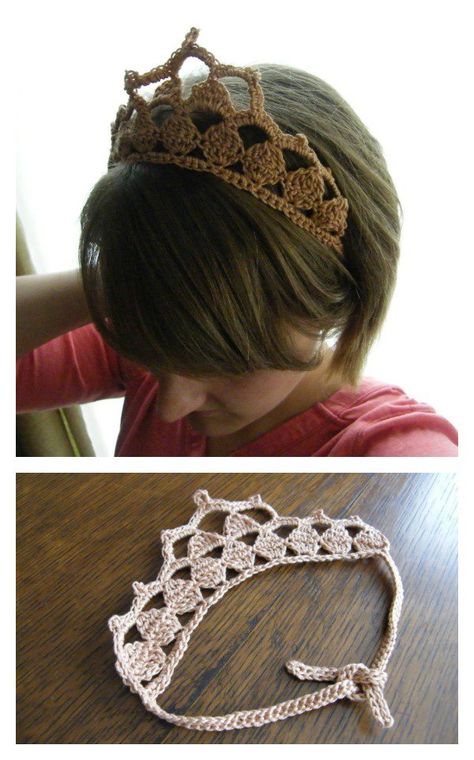 10 Royal Crochet Crown FREE Patterns - Page 2 of 2 Royal Crochet, Crochet Crown Pattern, Crochet Tiara, Bandeau Au Crochet, Crochet Crown, Crochet Princess, Confection Au Crochet, Crochet Hair Accessories, Crochet Diy