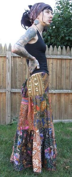 ChopstixWaits Boho Punk Style, Punk Hippie Outfits, Hippie Punk Outfits, Folk Punk Outfit, Hippie Goth Fashion, Colourful Pants, Alt Hippie, Emo Hippie, Bohemian Punk