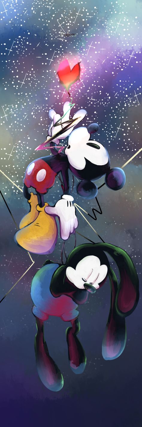 Disney Canvas Paintings, Dark Iphone Backgrounds, Epic Mickey, Disney Kingdom, Oswald The Lucky Rabbit, Mickey Mouse Art, Lucky Rabbit, Mickey Mouse Cartoon, Ink Machine