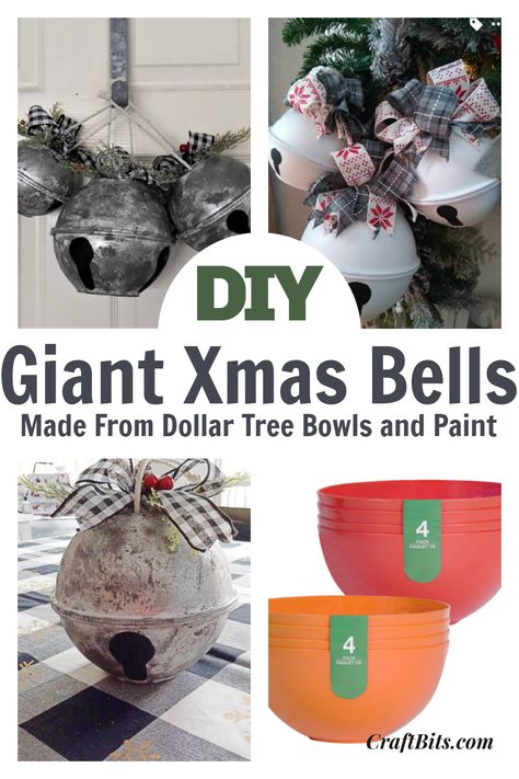 Diy Christmas Bells, Christmas Tutorial, Giant Christmas Ornaments, Xmas Bells, Appetizers Christmas, Paint Christmas, Drawing Christmas, Decoration Vitrine, Dollar Tree Christmas