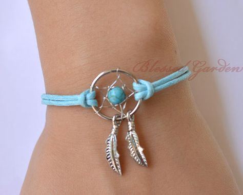 dream catcher bracelet turquoise braceletfeather by BlessedGarden, $2.99 Dream Catcher Bracelet, Dream Catcher Jewelry, Dope Jewelry Accessories, Diy Collier, Friendship Bracelets With Beads, Etsy Diy, Feather Bracelet, Dream Catcher Diy, Diy Bracelets Easy