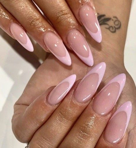 Pink French Tip With Chrome, Pink French Chrome Nails, Pink And White Nail Art, Pink And White Nail Designs, Almond Nails Pink, Pink And White Nails, Pink White Nails, Pink French Nails, Long Almond Nails