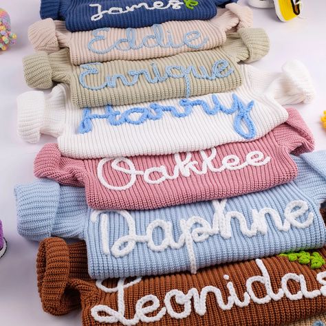 Custom Name Baby Sweaters Personalized Hand Embroidered Name Baby Sweaters Unique Baby Sweater Baby Boy Name Sweater, Baby Shower Gift - Etsy Name Sweater Baby, Hand Embroidered Name, Name Sweater, Sweater Tutorial, Baby Boy Name, Baby Jumper, Pull Bebe, Boy Name, Knit Baby Sweaters