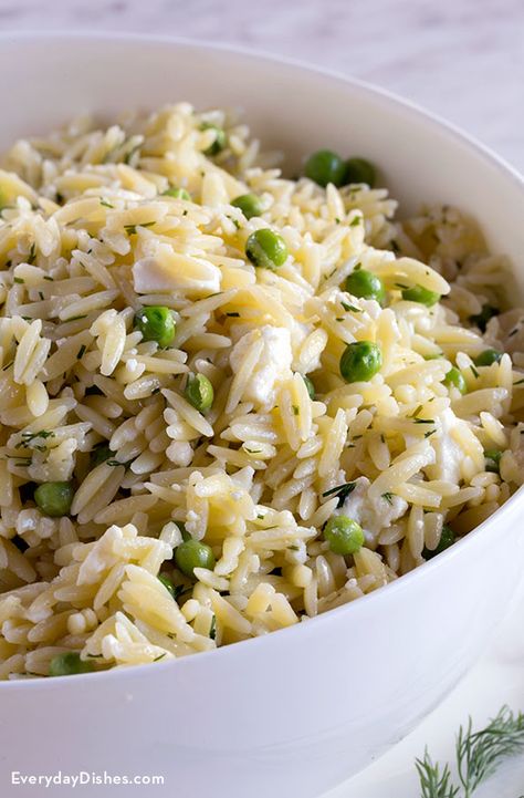 Dill Orzo Salad, Lemon Dill Orzo Salad, Orzo Pea Salad, Lemon Feta Orzo, Orzo Feta, Feta Orzo, Lemon Orzo Salad, Orzo Salad Recipes, Lemon Orzo