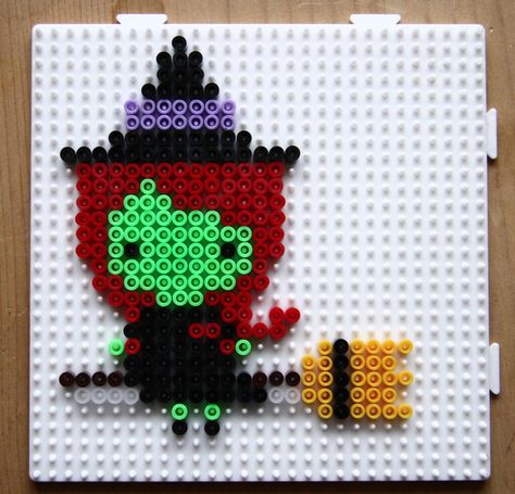 Wicked Perler Beads, Witch Perler Beads, Witch On A Broom, Melt Beads, Perler Designs, Handmade Stuff, A Broom, Melting Beads, Witch House