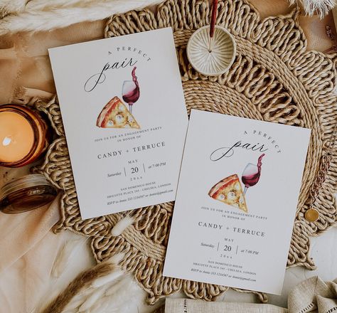 Pizza Rehearsal Dinner Invitations, Pizza And Beer Party, Pizza Rehearsal Dinner Ideas, Pizza Rehearsal Dinner, Pizza Wedding, Dinner Pizza, Pizza Style, Engagement Invitation Template, Pizza And Beer