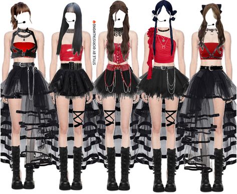 Crystalwong on ShopLook | The easiest way to find the perfect outfit Kpop Outfit Soloist, Kpop Red Outfit, Red Kpop Outfits, Best Kpop Stage Outfits, Stage Outfits 5 Members, Kpop Outfits Stage, Stage Outfits Ideas, Red Tulle Skirt, Red Corset Top