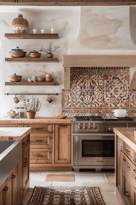 Spanish Style Kitchen, Spanish Kitchen, Spanish Home Decor, Spanish Villa, Mediterranean Kitchen, Mexican Home Decor, Mexican Home, Casa Vintage, Mediterranean Home