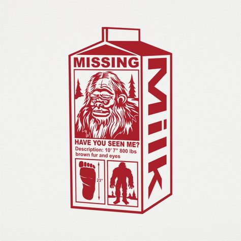 Sasquatch Milk Carton Bigfoot Art, Milk Carton, White T Shirt, Cartoon Wallpaper, White T, Art Inspo, Vintage 90s, Cool Art, Graffiti